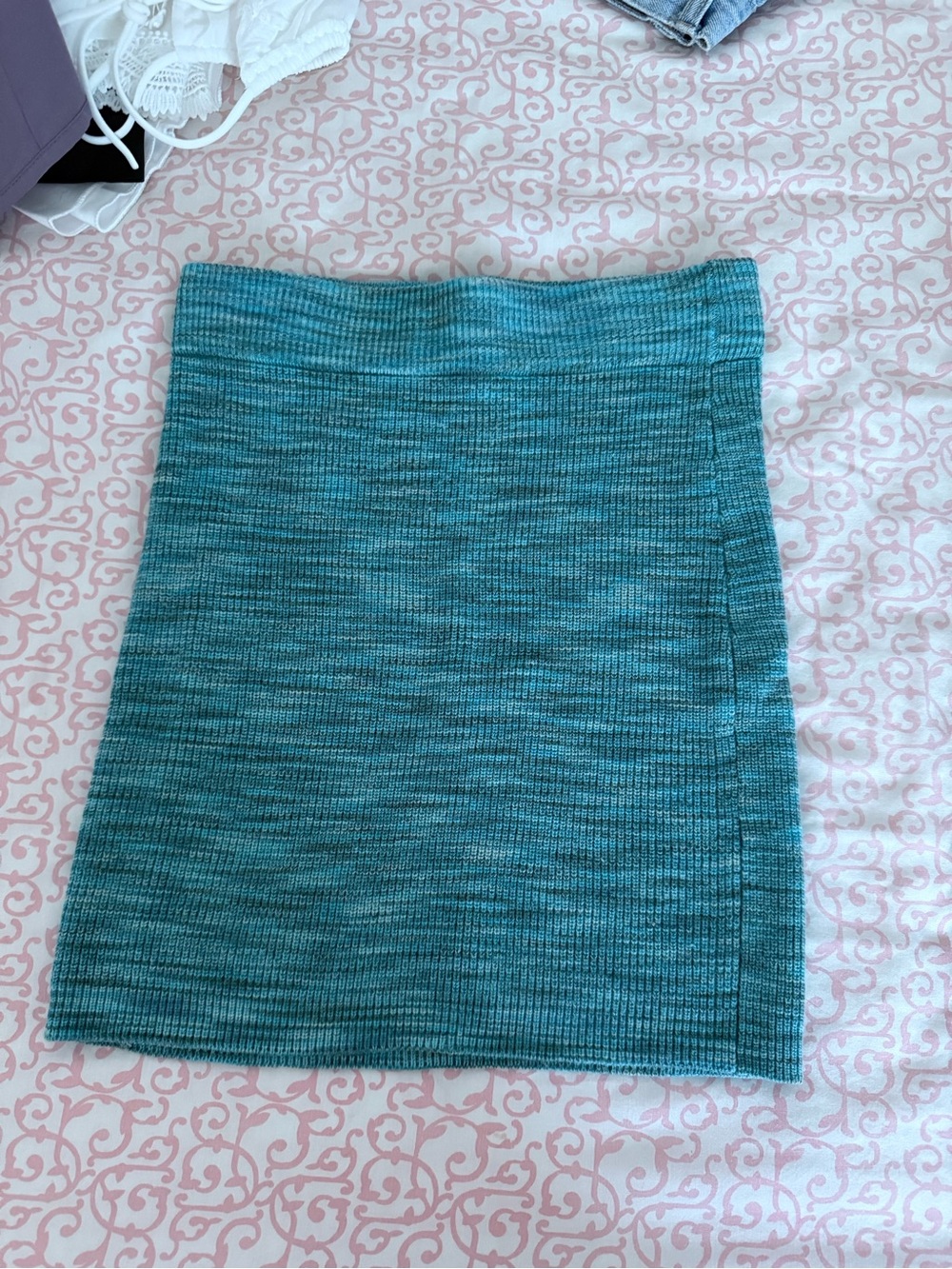 Forever 21 Teal Ribbed Mini Skirt